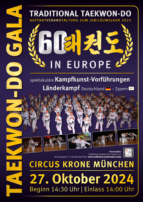 Poster für die „Auftaktveranstaltung zum Jubiläumsjahr – 60 Jahre Taekwon-Do in Europa“ in München